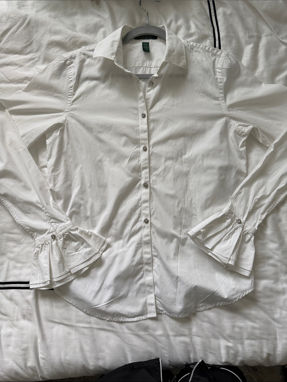 Ralph Lauren White Cotton Button-Down Shirt - Picture 6 of 7
